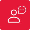A human with chat bubble
