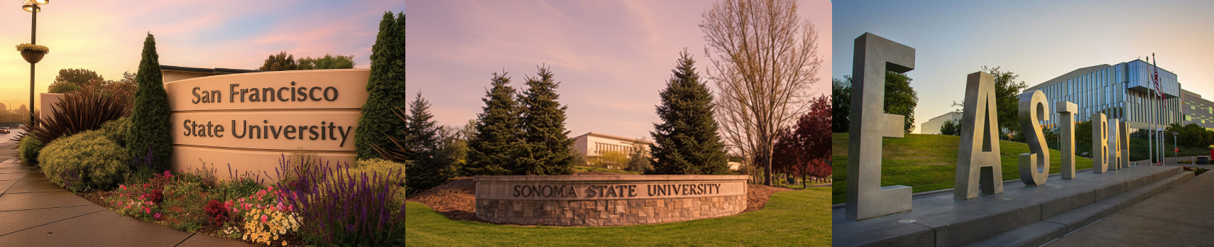 Photos of each Network university - SFSU, SSU, CSUEB