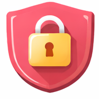 Lock inside a red shield