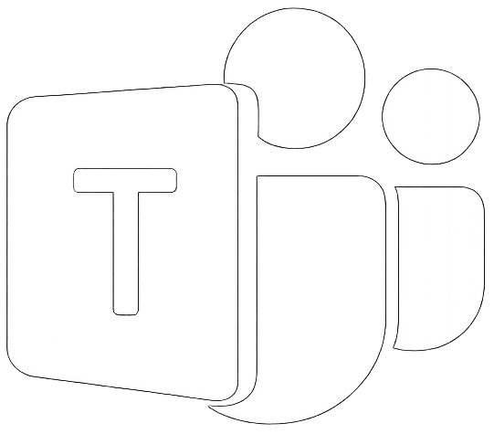 A white icon of the Microsoft Teams logo